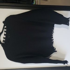 BLACK FRINGE SWEATER